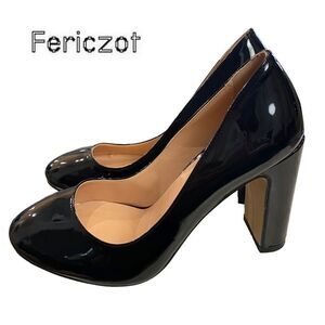 Fericzot Women’s Black Patent Pumps Heels 9.5